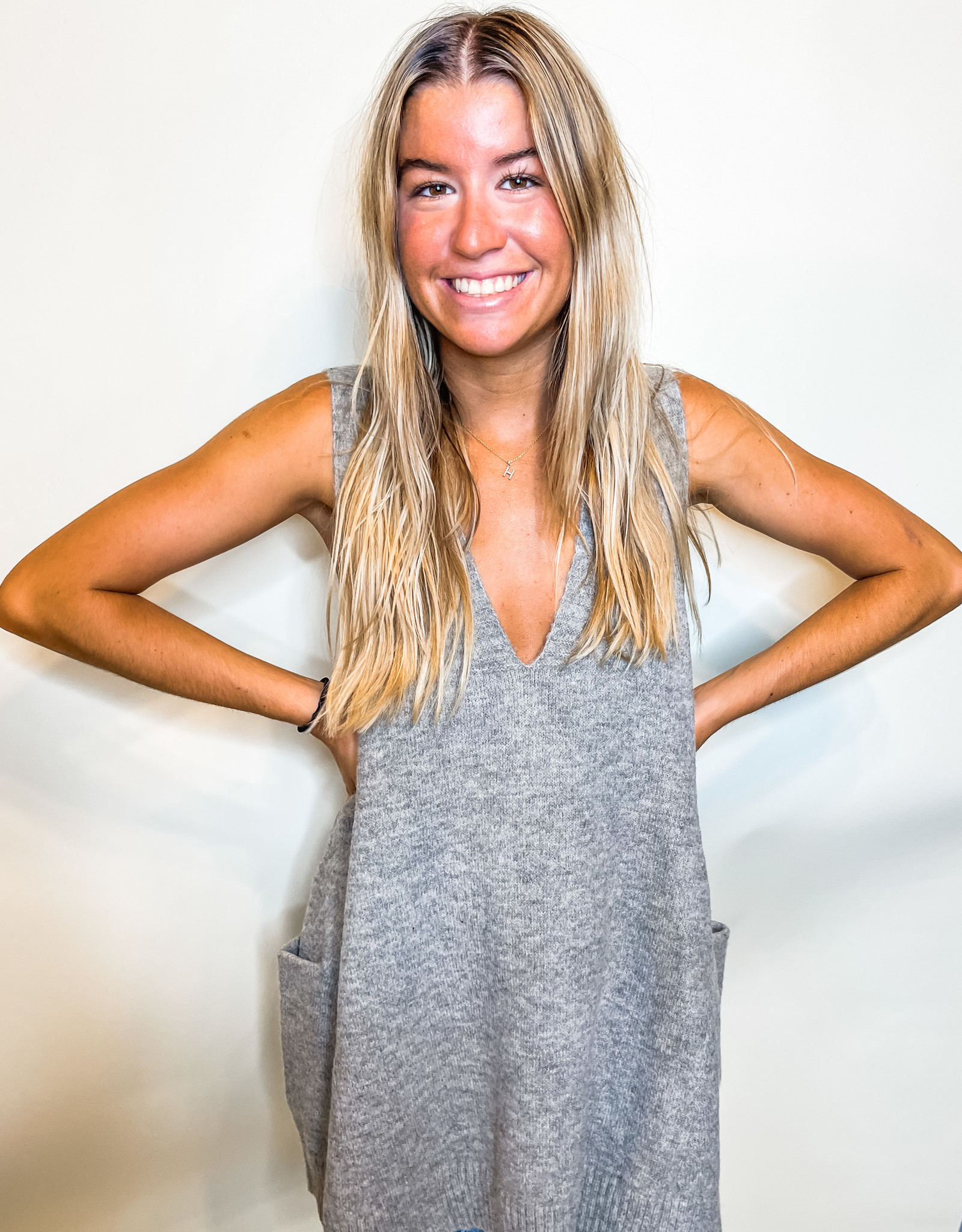Charcoal Sweater Vest Tunic - Audacious 