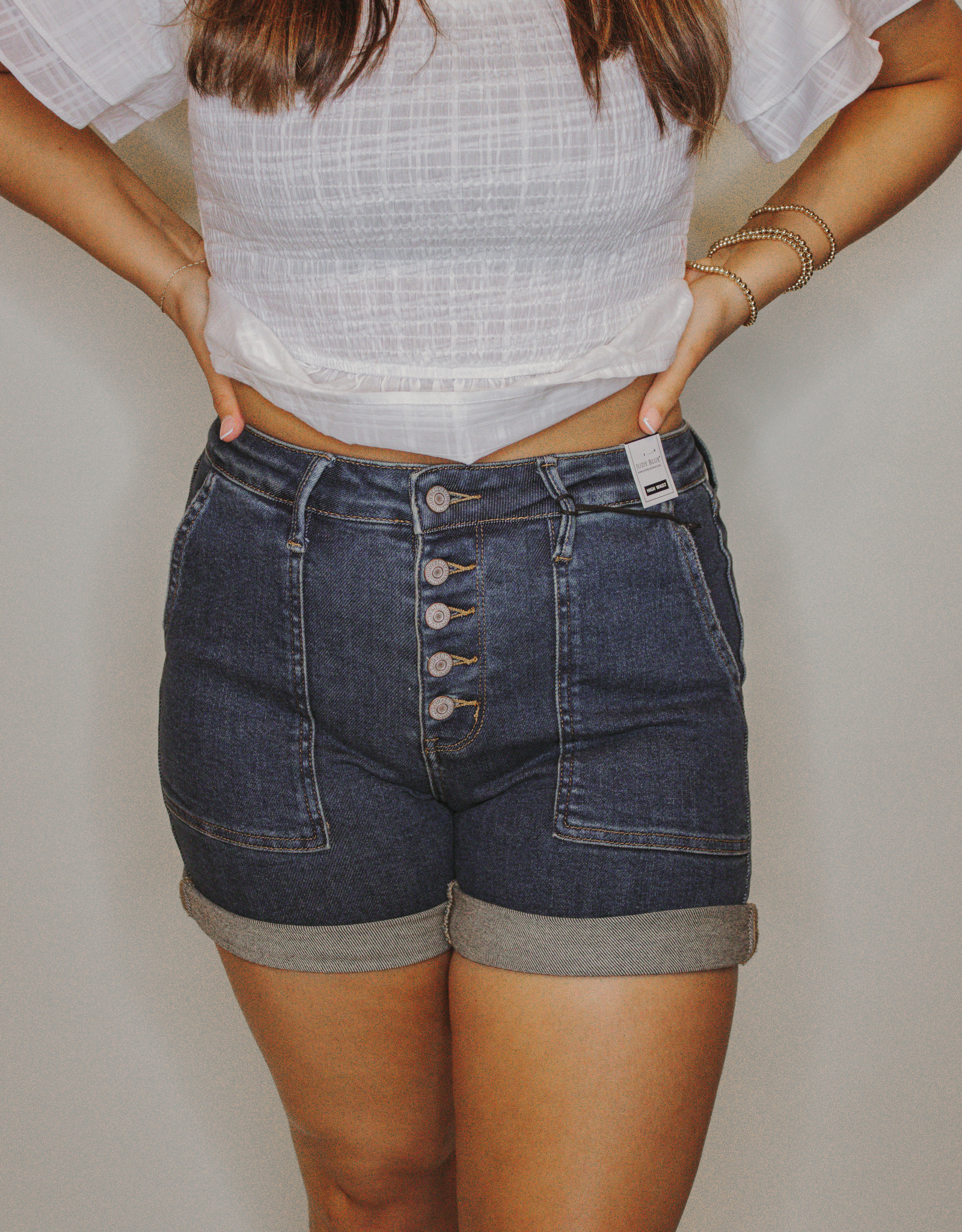 High-Waisted Button-Fly Shorts