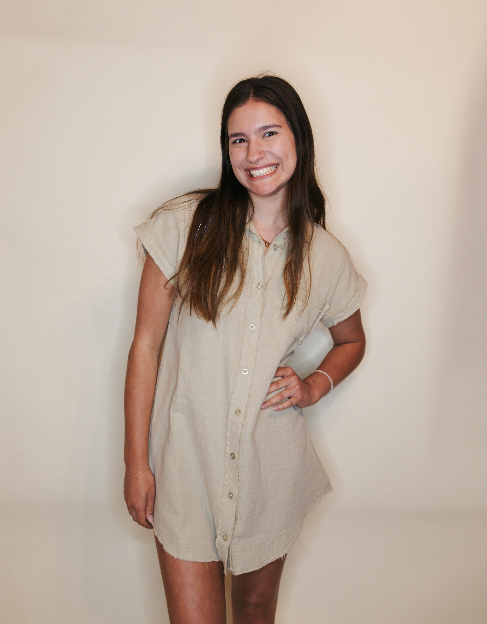 Washed Sage Button Up Dress