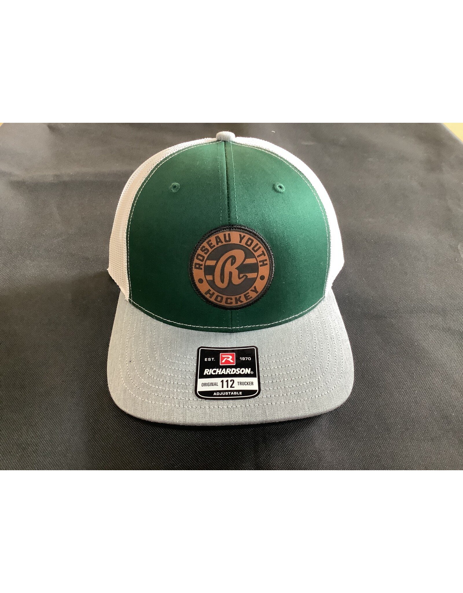 Richardson Roseau Youth Hockey Leather Patch Logo Richardson 112 Snapback Hunter Green/Heather Grey/White