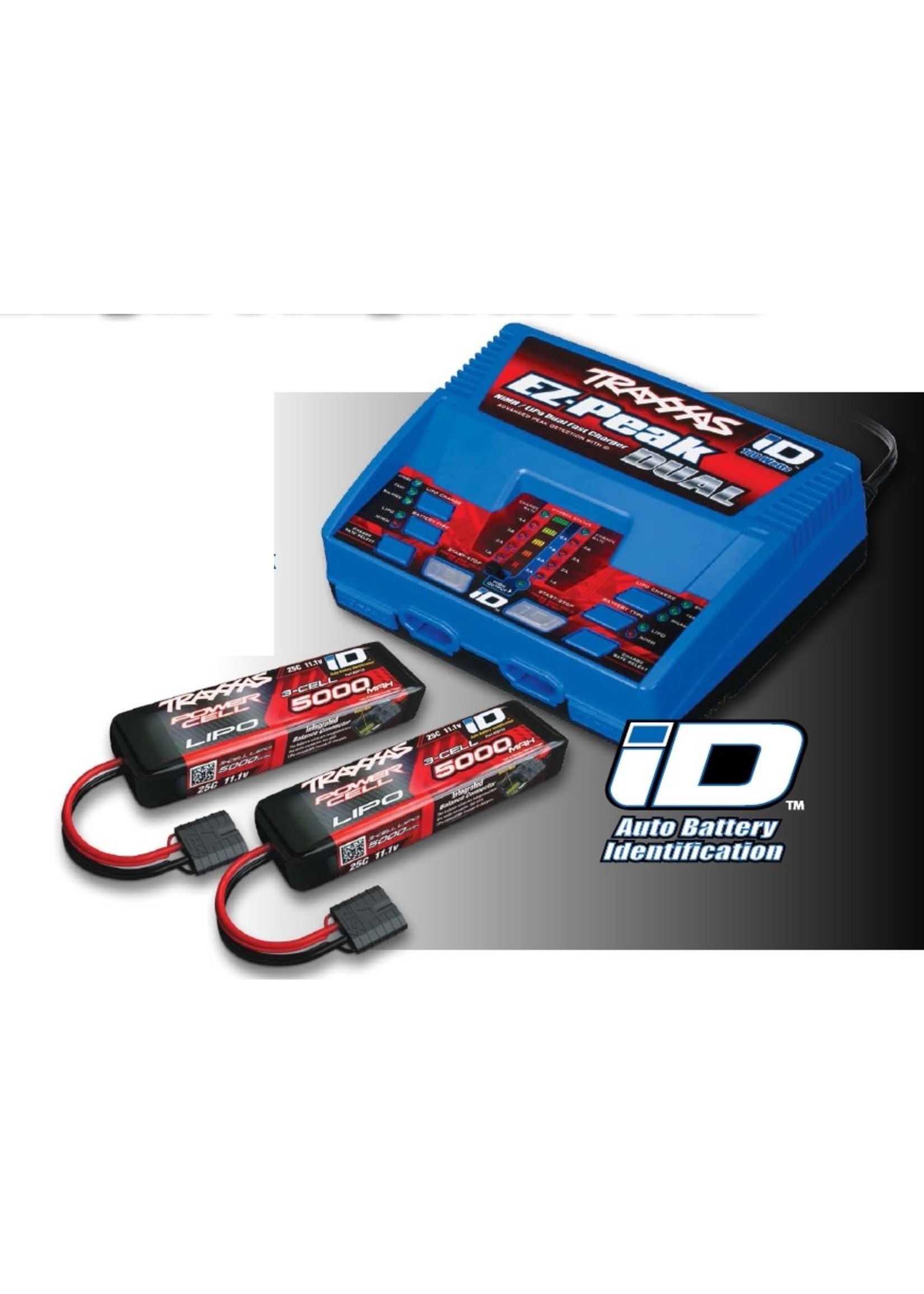 Traxxas TRA2990 Traxxas Battery/charger completer pack (includes #2972 Dual iD charger (1), #2872X 5000mAh 11.1V 3-cell 25C LiPo battery (2))