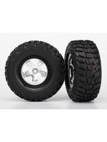 Traxxas TRA5880 Traxxas Tires & wheels, assembled, glued  (SCT satin chrome, black beadlock style wheels, Kumho tires, foam inserts) (2) (4WD front/rear, 2WD rear only)