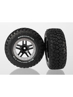 Traxxas TRA5885 Traxxas Tires & wheels, assembled, glued (SCT Split-Spoke, black, satin chrome beadlock wheels,  BFGoodrich Mud-Terrain™  T/A KM2 tires,  foam inserts) (2) (2WD Front)
