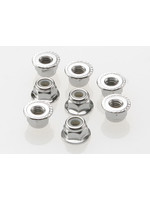 Traxxas TRA3647 Traxxas Nuts, 4mm flanged nylon locking (steel, serrated) (8)