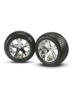 Traxxas TRA3770 Traxxas Tires & wheels, assembled, glued (2.8') (All-Star chrome wheels, Alias tires, foam inserts) (2WD electric rear) (2)
