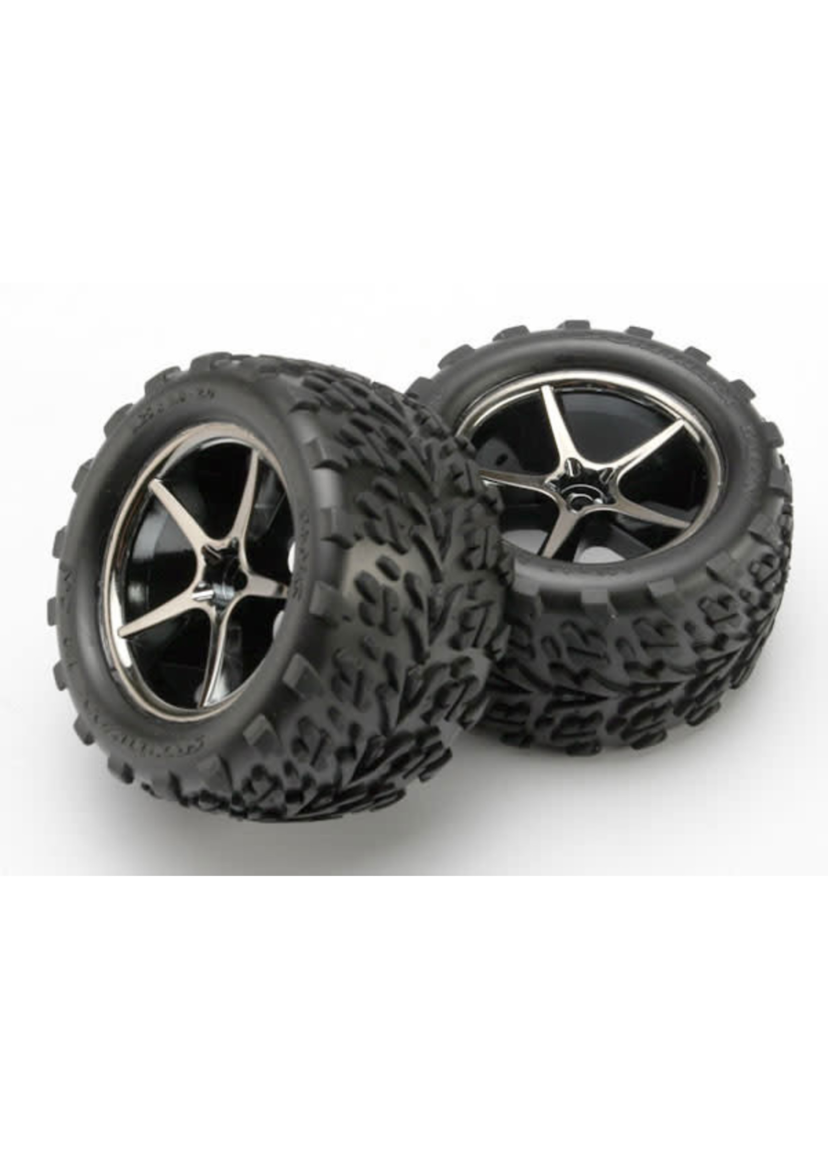 Traxxas TRA7174A Traxxas Tires and wheels, assembled, glued (Gemini black chrome wheels, Talon tires, foam inserts) (2)