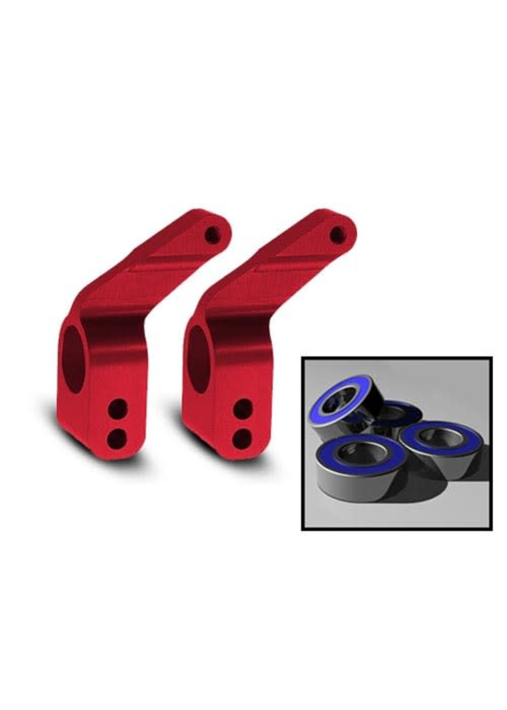 Traxxas TRA3652X Traxxas Stub axle carriers, Rustler/Stampede/Bandit (2), 6061-T6 aluminum (red-anodized)/ 5x11mm ball bearings (4)