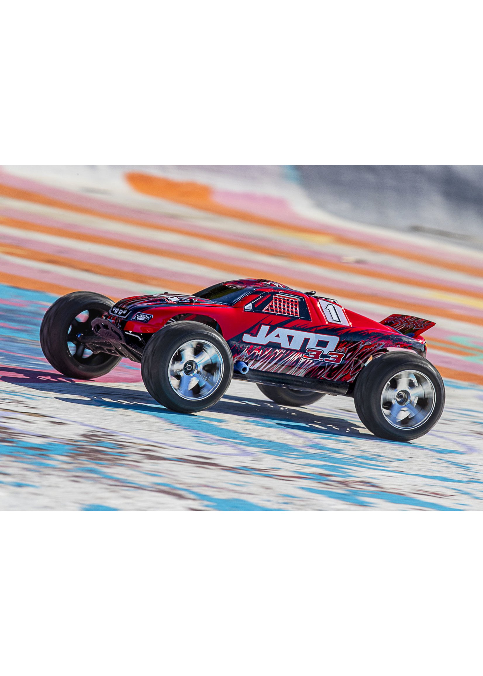 Traxxas TRA55077-3 Traxxas Jato 3.3: 1/10 Scale 2-Speed Nitro-Powered 2WD Stadium Truck with TQi 2.4Ghz Radio System, Traxxas Link Wireless Module, And Traxxas Stability Management (TSM)