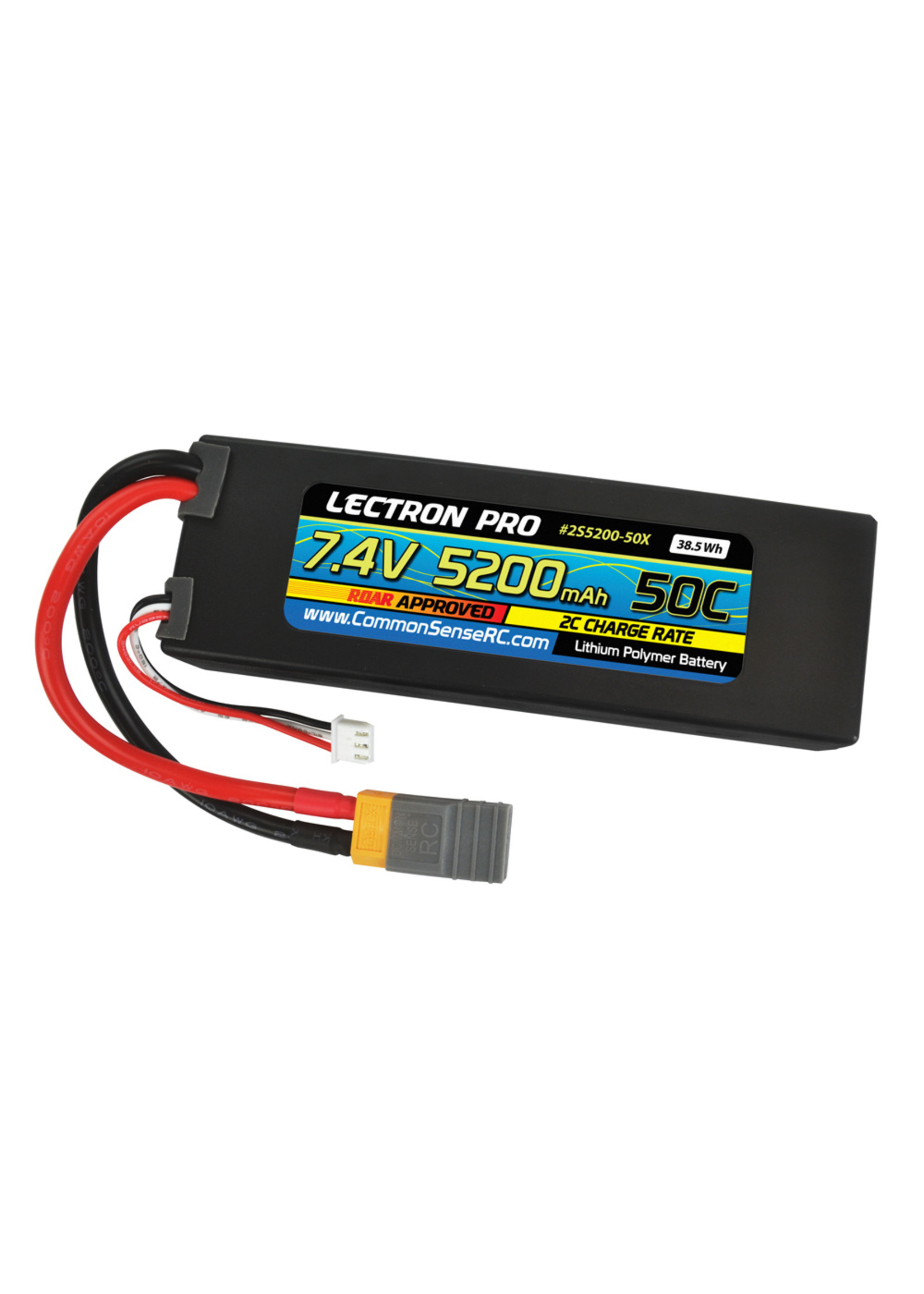 Lectron Pro CSRC2S5200-50X Lectron Pro 7.4V 5200mAh 50C Lipo Battery with XT60 Connector