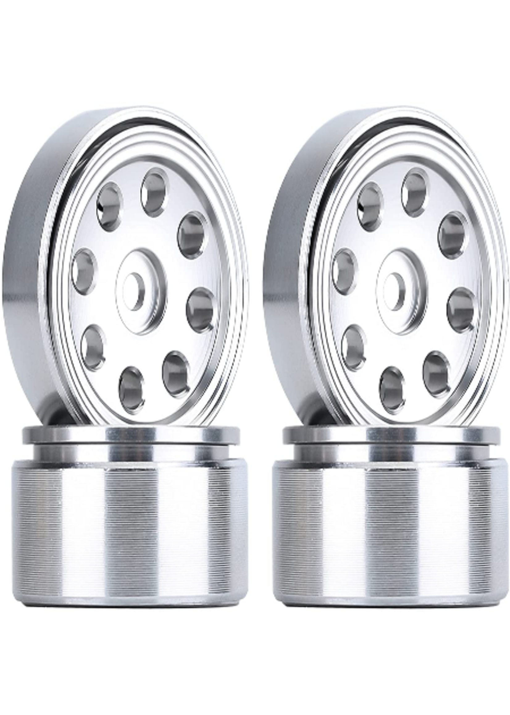 Hobby Details DTSCX24-47A  Hobby Details SCX24 Aluminum Flower 8-Hole Beadlock Wheels, White