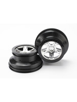 Traxxas TRA5872X Traxxas Wheels, SCT satin chrome, black beadlock style SCT, dual profile (2.2” outer, 3.0” inner) (4WD front/rear, 2WD rear only) (2)