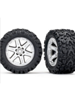 Traxxas TRA6773R Traxxas Tires & wheels, assembled, glued (2.8') (RXT satin chrome wheels, Talon Extreme tires, foam inserts) (4WD electric front/rear, 2WD electric front only) (2) (TSM rated)
