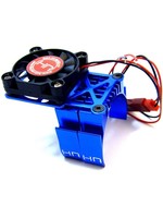 Hot Racing HRAMH550TE06 Hot Racing Clip-On Two-Piece Motor Heat Sink W/ Fan (Blue)