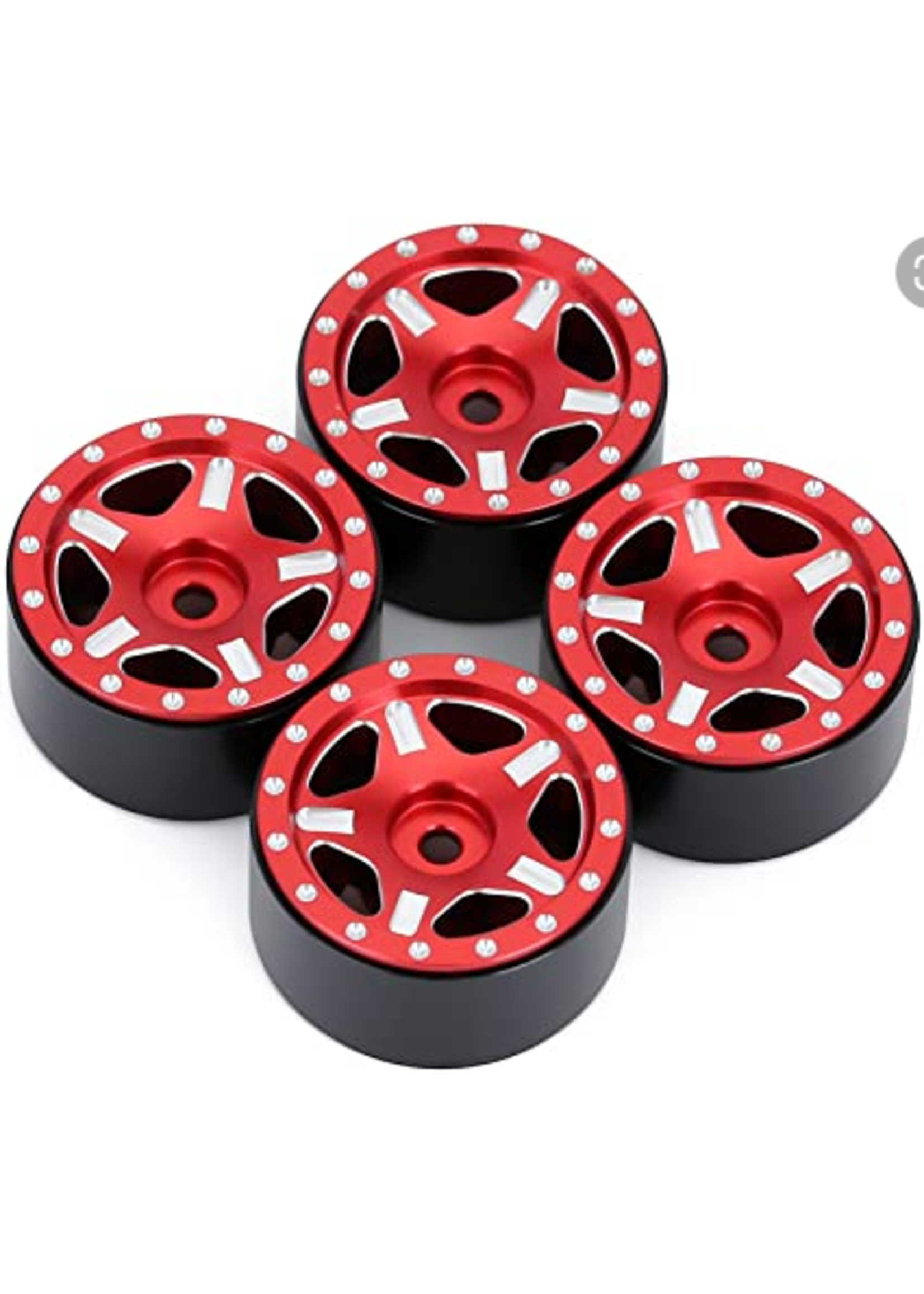 Hobby Details DTSCX24-45A Hobby Details SCX24 Aluminum Starfish Pro Beadlock Wheels, Red