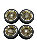 Redcat Racing RER14434 Redcat Racing Whitewall Low Pro Tires and Wheels w/ Knock offs & Wheel Nuts (Gold)(Not Glued) (1Set)