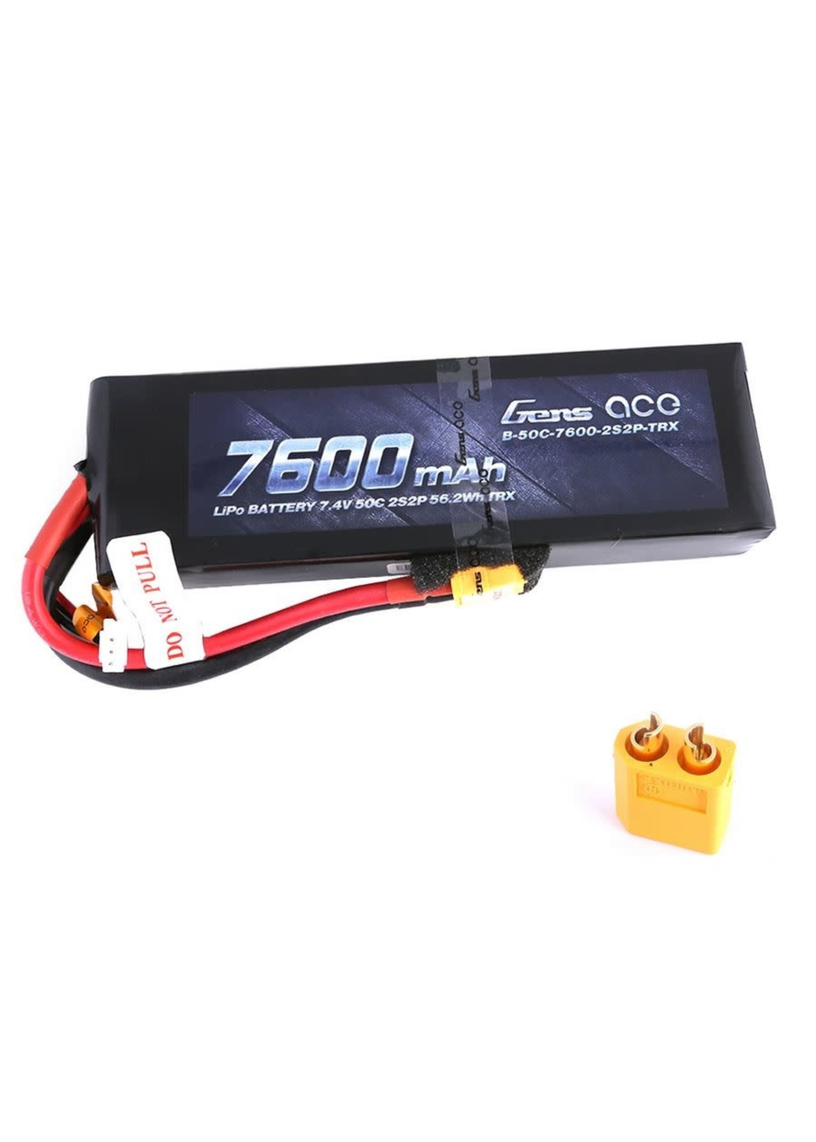 GensAce/Tattu GEA76002S50X6 Gens Ace 7600mAh 7.4V 50C 2S2P Lipo Battery Pack with XT60 Plug