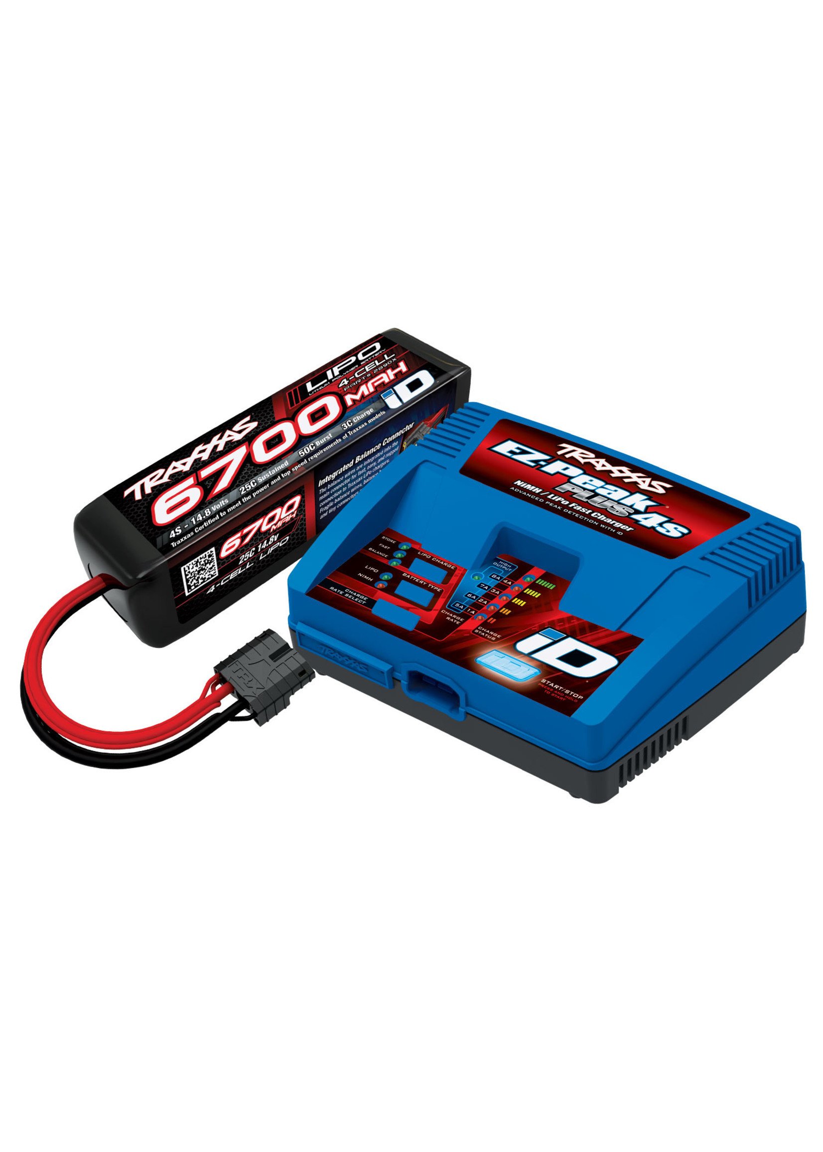 Traxxas TRA2998 Traxxas Battery/charger completer pack (includes #2981 iD® charger (1), #2890X 6700mAh 14.8V 4-cell 25C LiPo battery (1))
