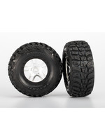 Traxxas TRA5976R Traxxas Tires & wheels, assembled, glued (S1 ultra-soft off-road racing compound) (SCT Split-Spoke satin chrome, black beadlock style wheels, dual profile (2.2' outer, 3.0' inner), Kumho tires, foam inserts) (2) (front/rear)