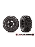 Traxxas TRA6792 Traxxas Tires & wheels, assembled, glued (black 2.8' wheels, Sledgehammer tires, foam inserts) (4WD electric front/rear, 2WD electric front only) (2) (TSM rated)