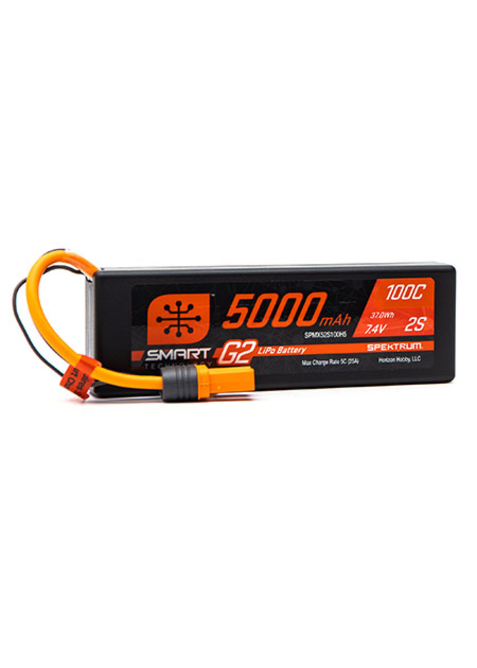Spektrum SPMX52S100H5 Spektrum 7.4V 5000mAh 2S 100C Smart G2 Hardcase LiPo Battery: IC5