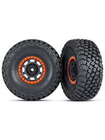 Traxxas TRA8472 Traxxas Tires and wheels, assembled, glued (Desert Racer wheels, black with orange beadlock, BFGoodrich Baja KR3 tires) (2)