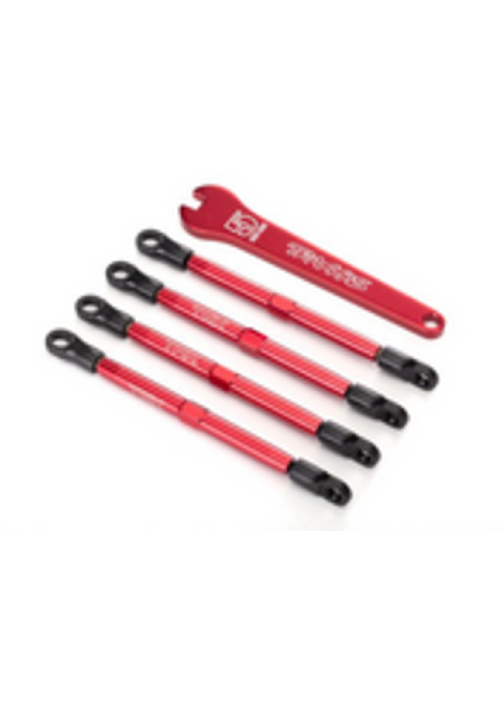 Traxxas TRA7138X Traxxas Toe links, aluminum (red-anodized) (4) (assembled with rod ends and threaded inserts)