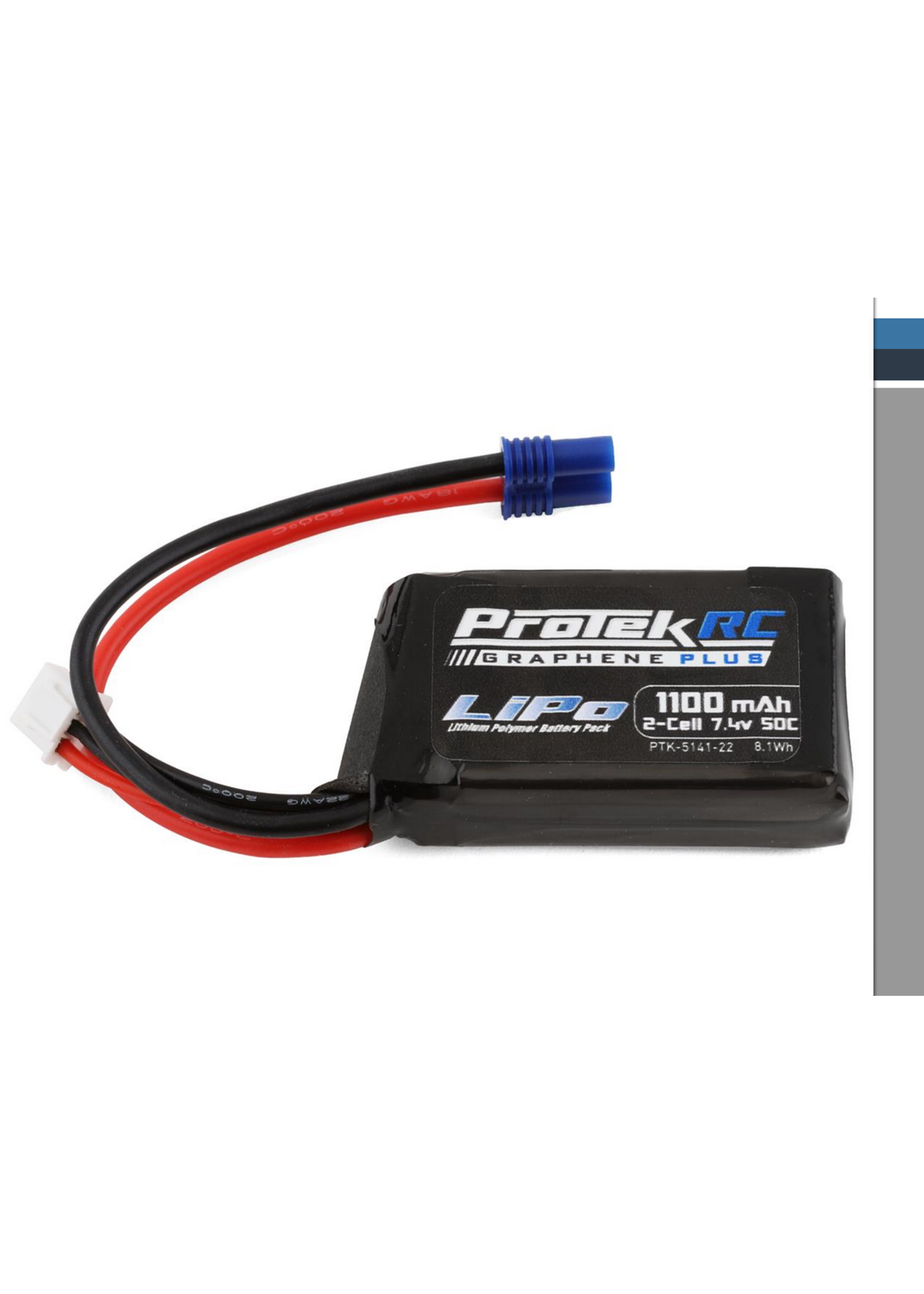 ProTek RC PTK-5141-22 ProTek RC 2S 50C 1100mAh Losi Mini T/B & JRX2 LiPo Battery w/EC2