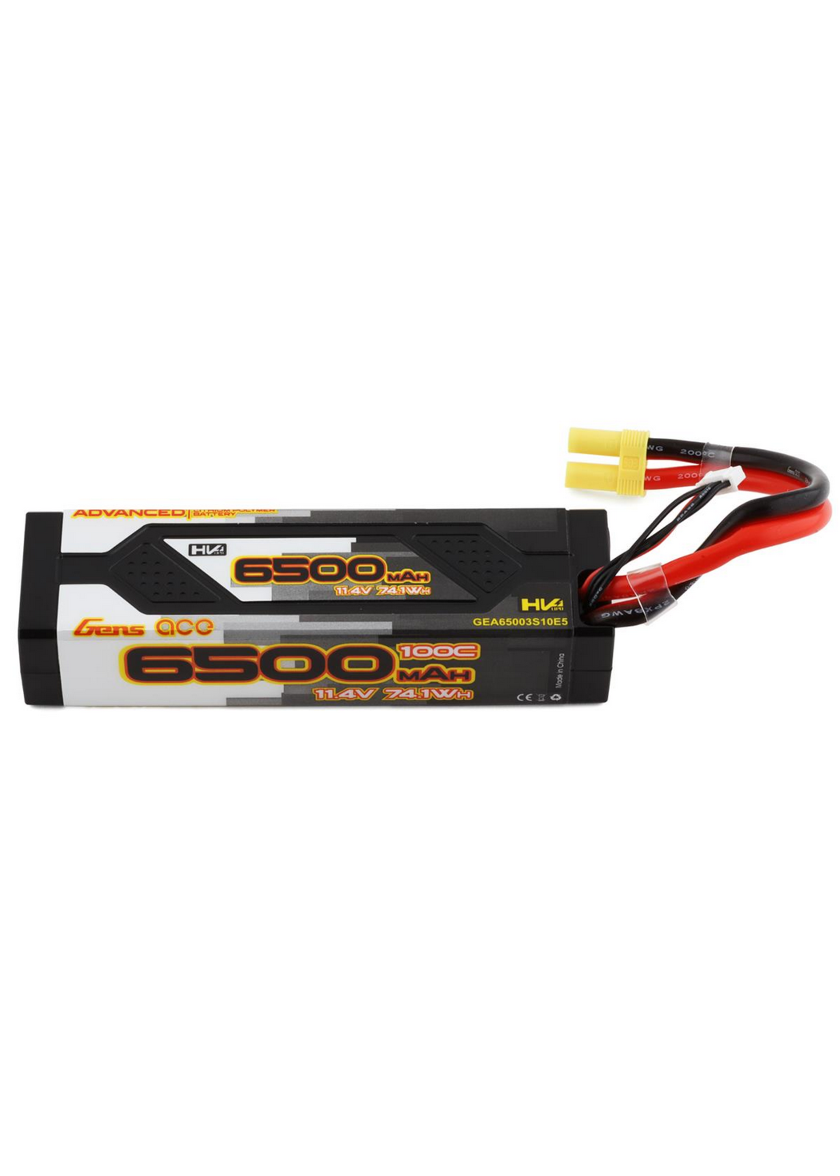GensAce/Tattu GEA65003S10E5 Gens ace Advanced 6500mAh 11.4V 100C 3S1P HardCase Lipo Battery Pack 60# with EC5 Plug