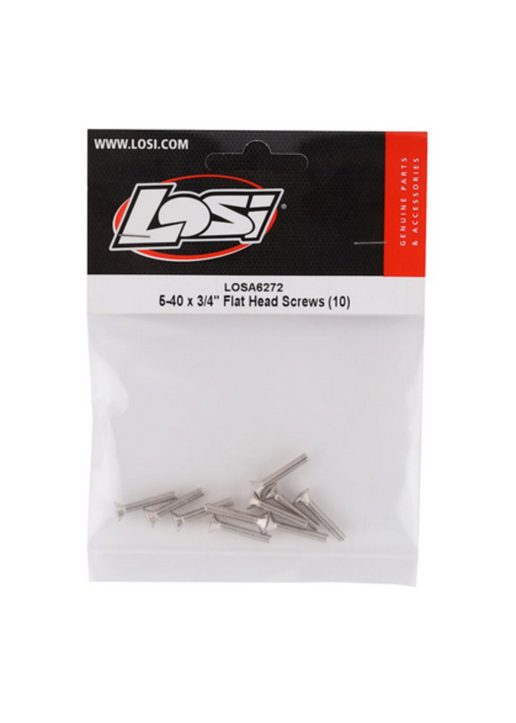 Losi LOSA6272 Losi 5-40 x 3/4" Flat Head Screws (10)