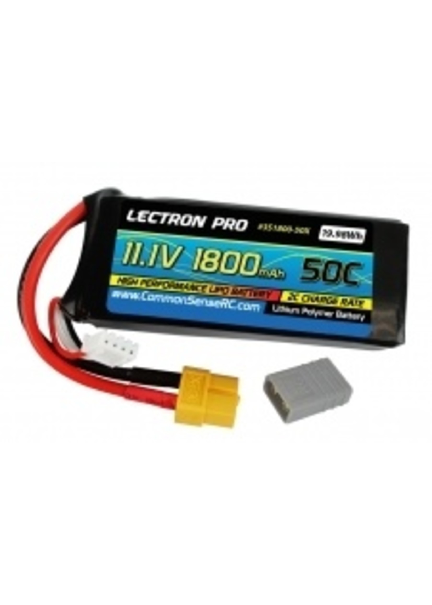 Lectron Pro CSRC3S1800-50X Lectron Pro 11.1V 1800mAh 50C Lipo Battery with XT60 Connector