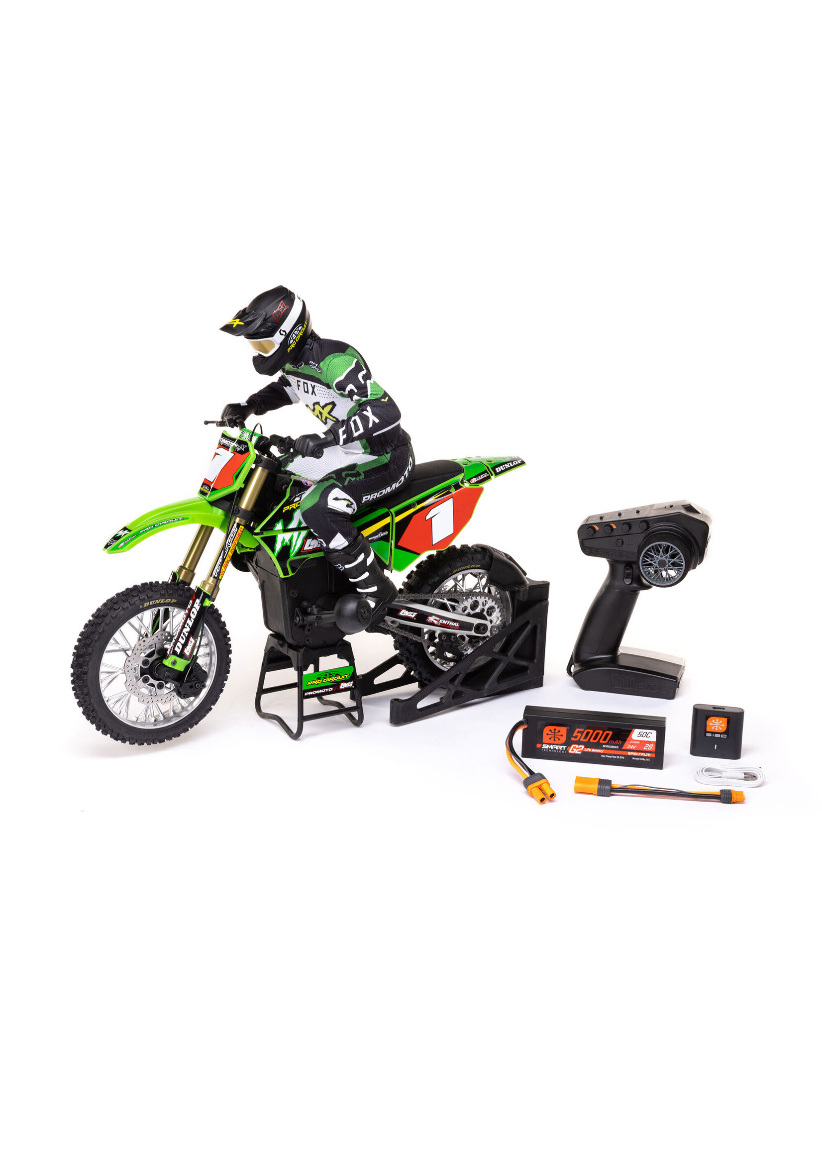 Losi LOS06002 Losi 1/4 Promoto-MX Motorcycle RTR with Battery and Charger, Pro Circuit (Green)