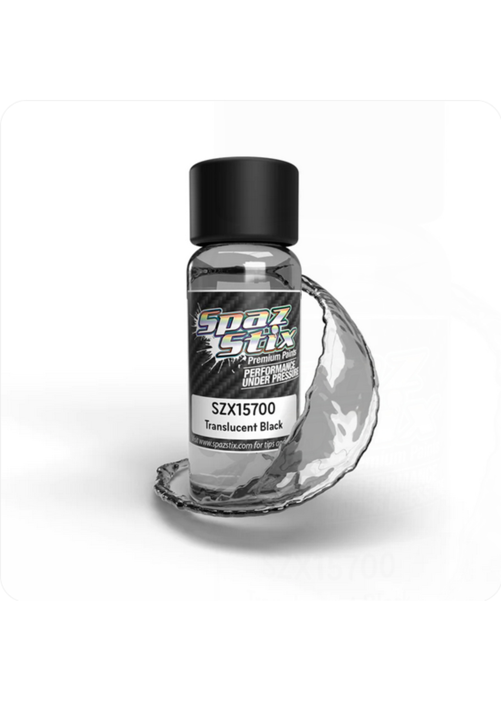 Spaz Stix SZX15700 Spaz Stix Translucent Black Airbrush Ready Paint, for Window Tint/Drop Shadows, 2oz Bottle