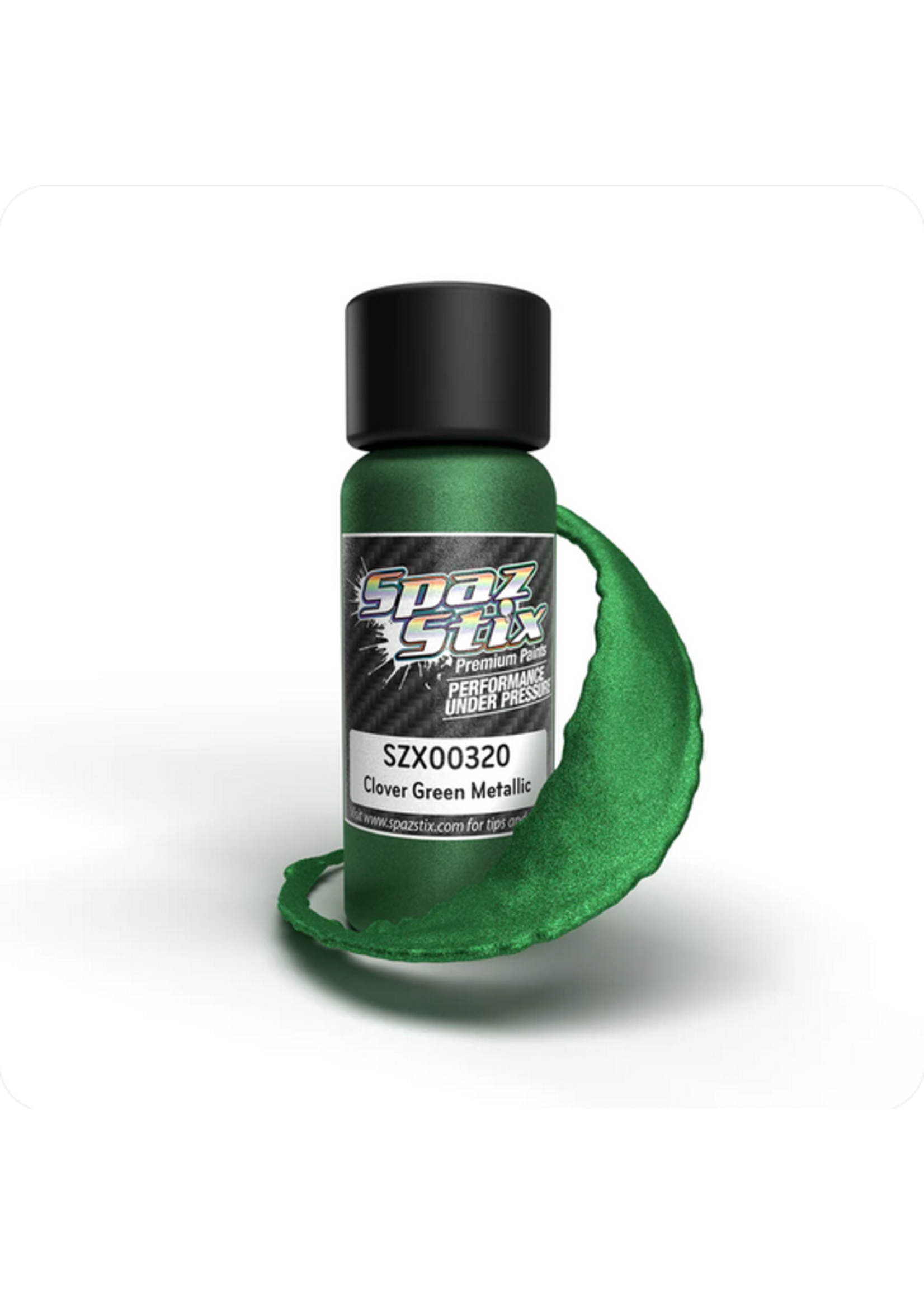 Spaz Stix SZX00320 Spaz Stix Clover Green Metallic Airbrush Ready Paint, 2oz Bottle