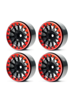 Treal Treal 1.9 beadlock wheels (4P-Set) Alloy Crawler Wheels for 1:10 RC Scale Truck -Type D Black/Red