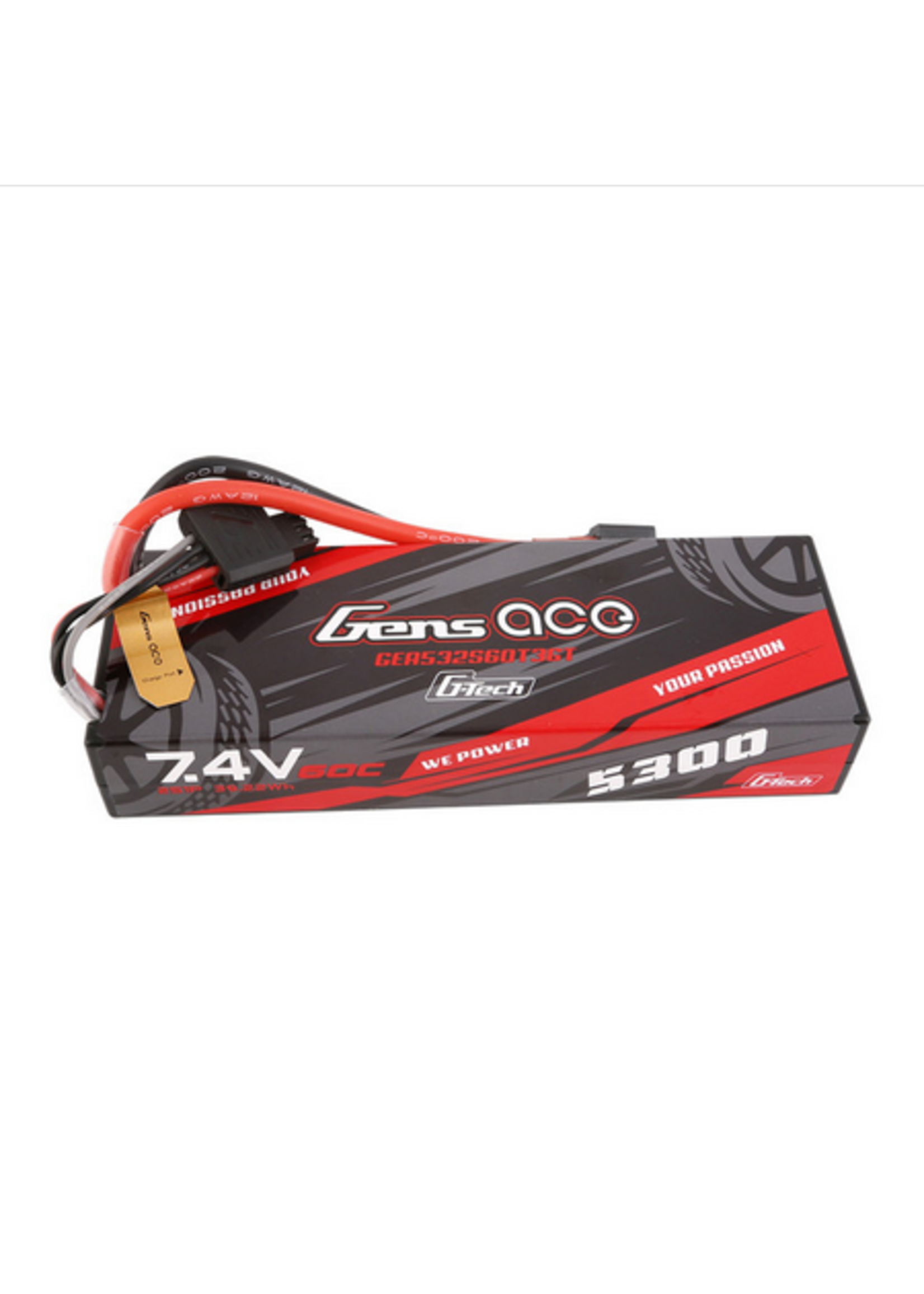Gens Ace GEA532S60T3GT Gens Ace  G-tech 5300mAh 7.4V 60C 2S1P HardCase Lipo Battery Pack 24# with EC3 and Deans adapter for RC Car