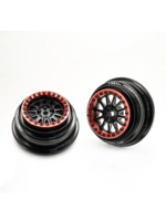 Treal Treal Aluminium Beadlock Wheels 1:7 RC Wheel Hubs Rims for UDR Compatible with Stock Factory Tires-V1 Red/Black