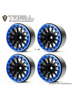 Treal Treal 1.9 beadlock wheels (4P-Set) Alloy Crawler Wheels for 1:10 RC Scale Truck -Type D Black/Blue