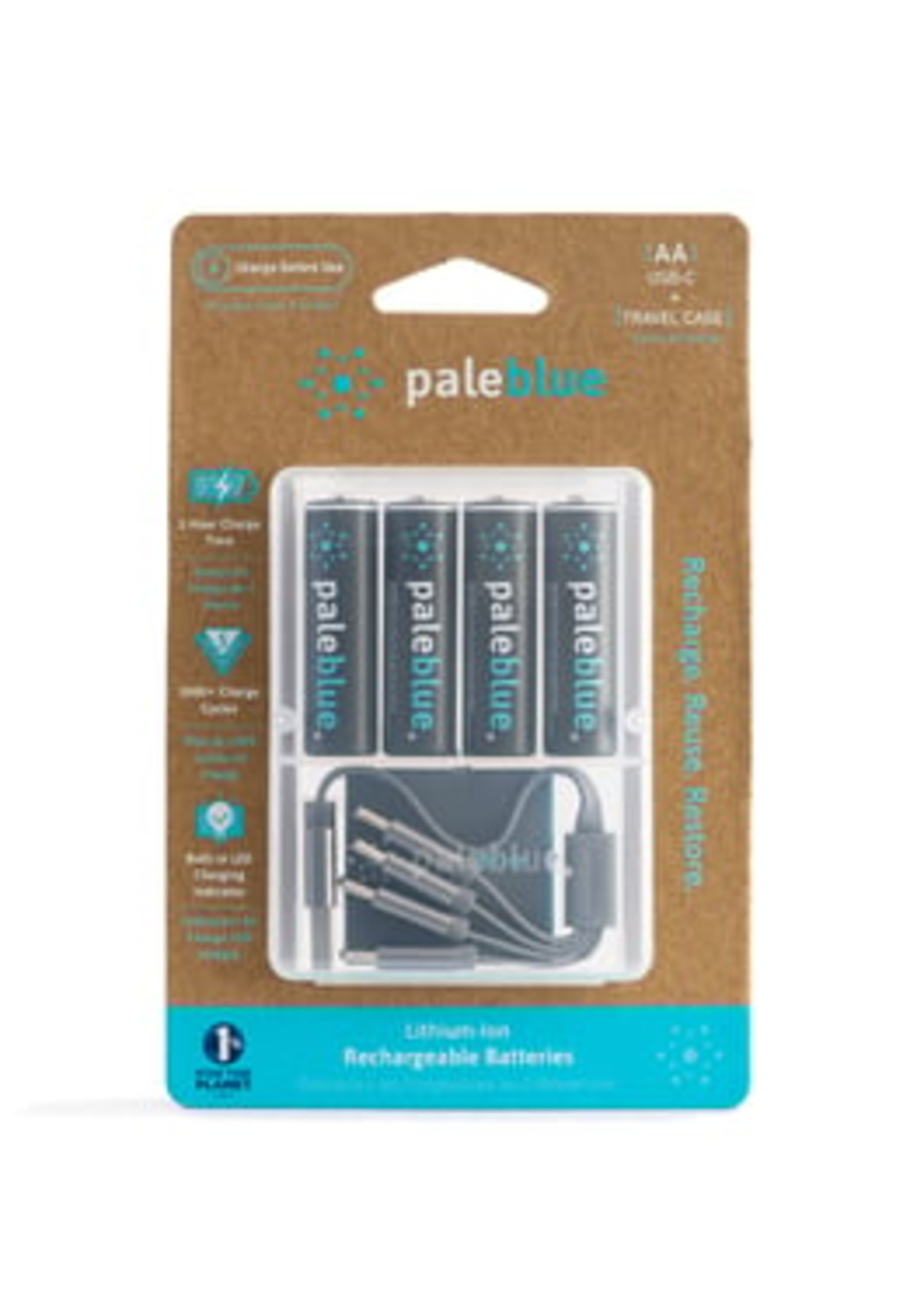 Pale Blue PBLPBAAC  Pale Blue Lithium Ion Rechargeable AA Batteries 4pk