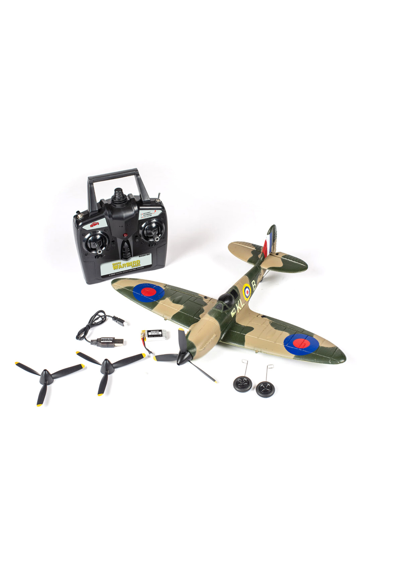 Rage RC RGRA1303 Rage RC Supermarine Spitfire Micro RTF Airplane with PASS (Pilot Assist Stability Software) System