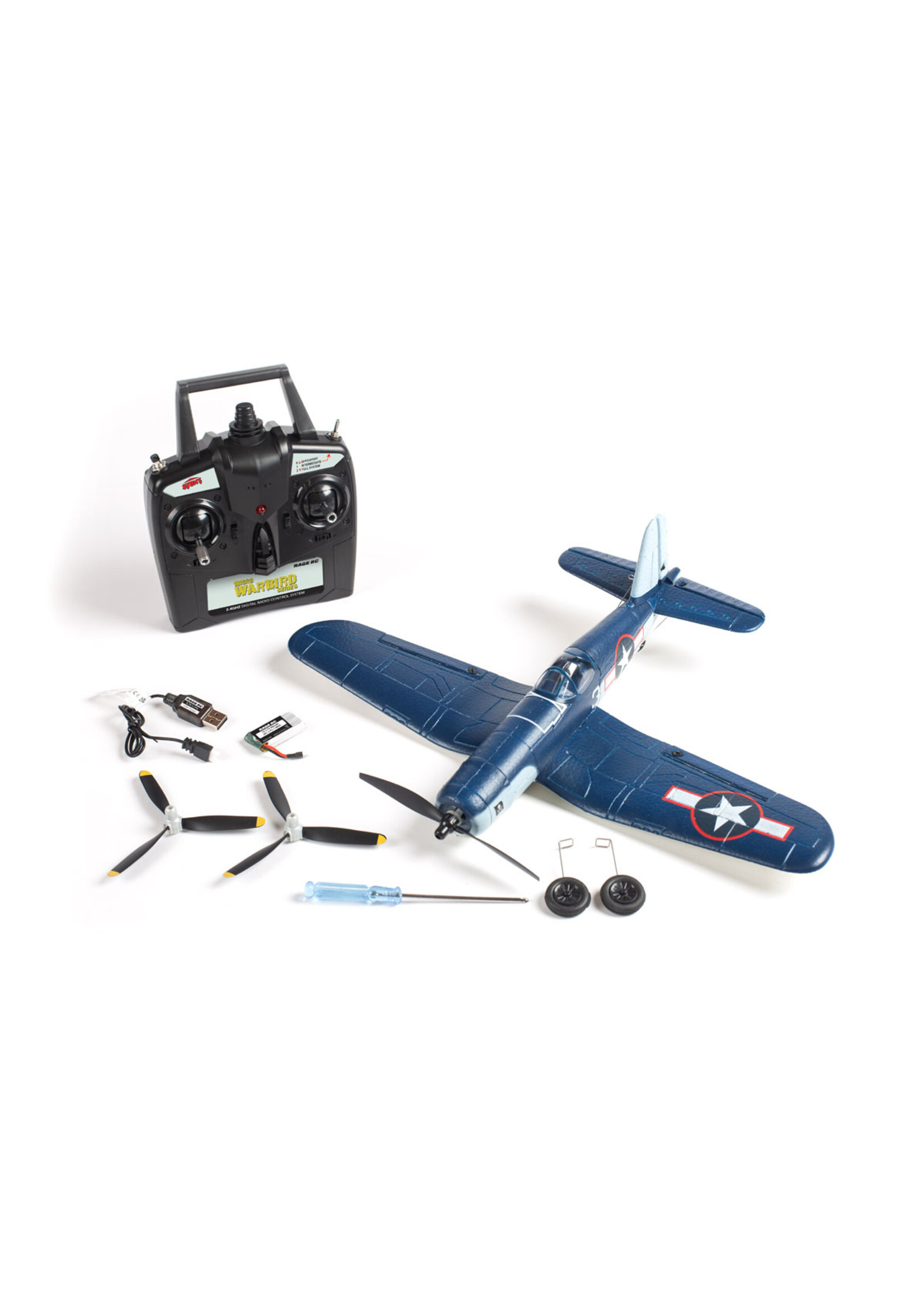 Rage RC RGRA1301V2 Rage RC  F4U Corsair Jolly Rogers Micro RTF Airplane with PASS (Pilot Assist Stability Software) System