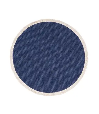 C&F Fringed Indigo Round Placemat
