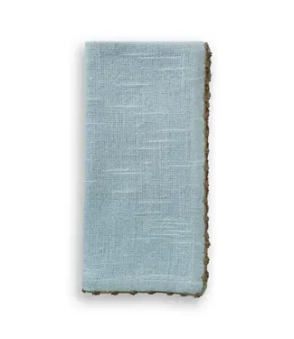 french graffiti Knotted Edge Blue Cotton Napkin with Natural Trim
