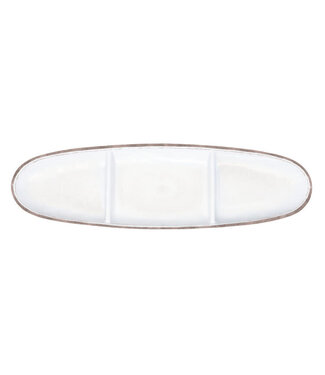 Le Cadeaux Rustica Antique White Sectioned Oval 16" Tray