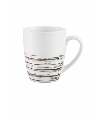 Home Essentials & Beyond Black Brush Design Ceramic Mug White & Black