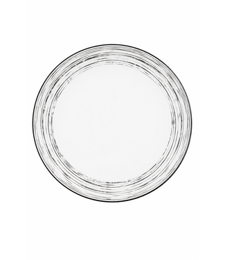 Home Essentials & Beyond Black Brush Design Ceramic Dinner Plate Black & White