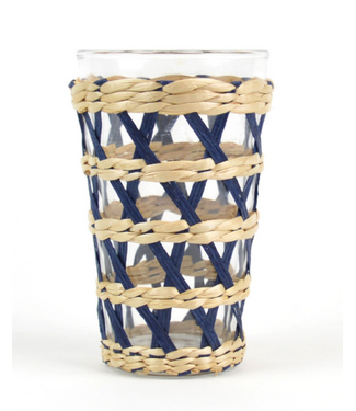 8 Oak Lane Navy Rattan Tumbler Glass