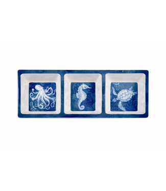 Certified International Oceanic 3 Section Relish Tray