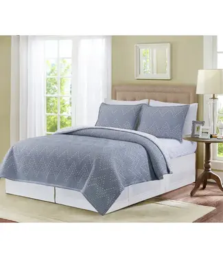 C&F Chambray Maya Jacquard Coverlet Set - King