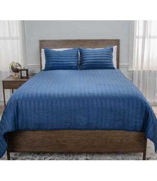 Rizzy Home Blue Stripe Quilt (QUEEN)
