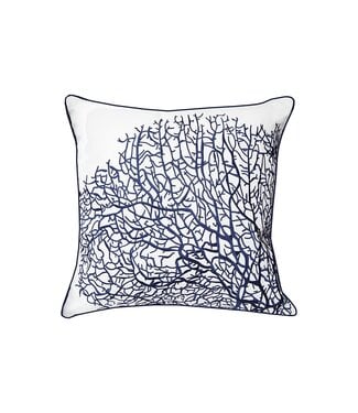 C&F Fan Coral Navy and White Indoor Outdoor Pillow